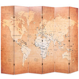 Folding Room Divider World Map Yellow