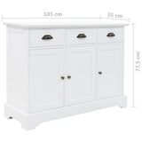 Sideboard With 3 Doors Mdf And Pinewood 105X35X77.5 Cm