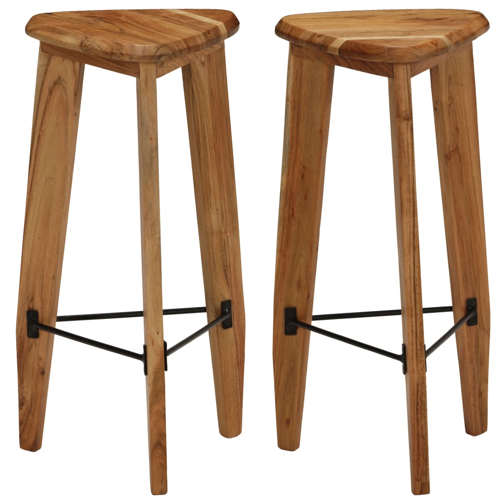 Bar Stools 2 Pcs Solid Acacia Wood
