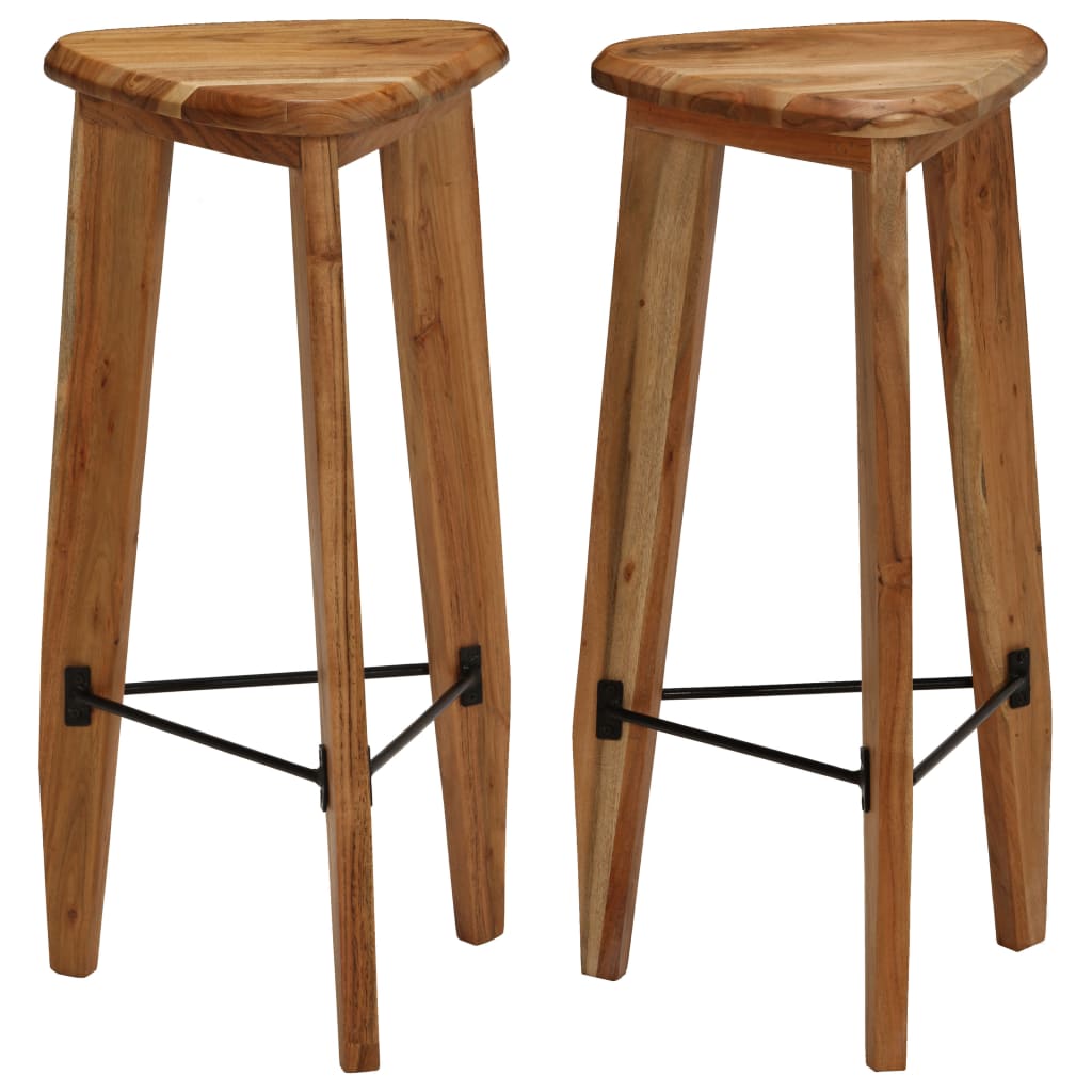 Bar Stools 2 Pcs Solid Acacia Wood