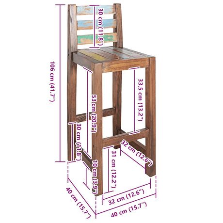 Bar Stools 2 Pcs Solid Reclaimed Wood