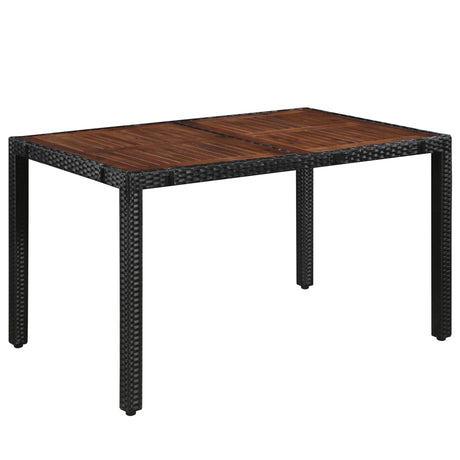 7 Piece Outdoor Dining Set Poly Rattan And Acacia Wood Black