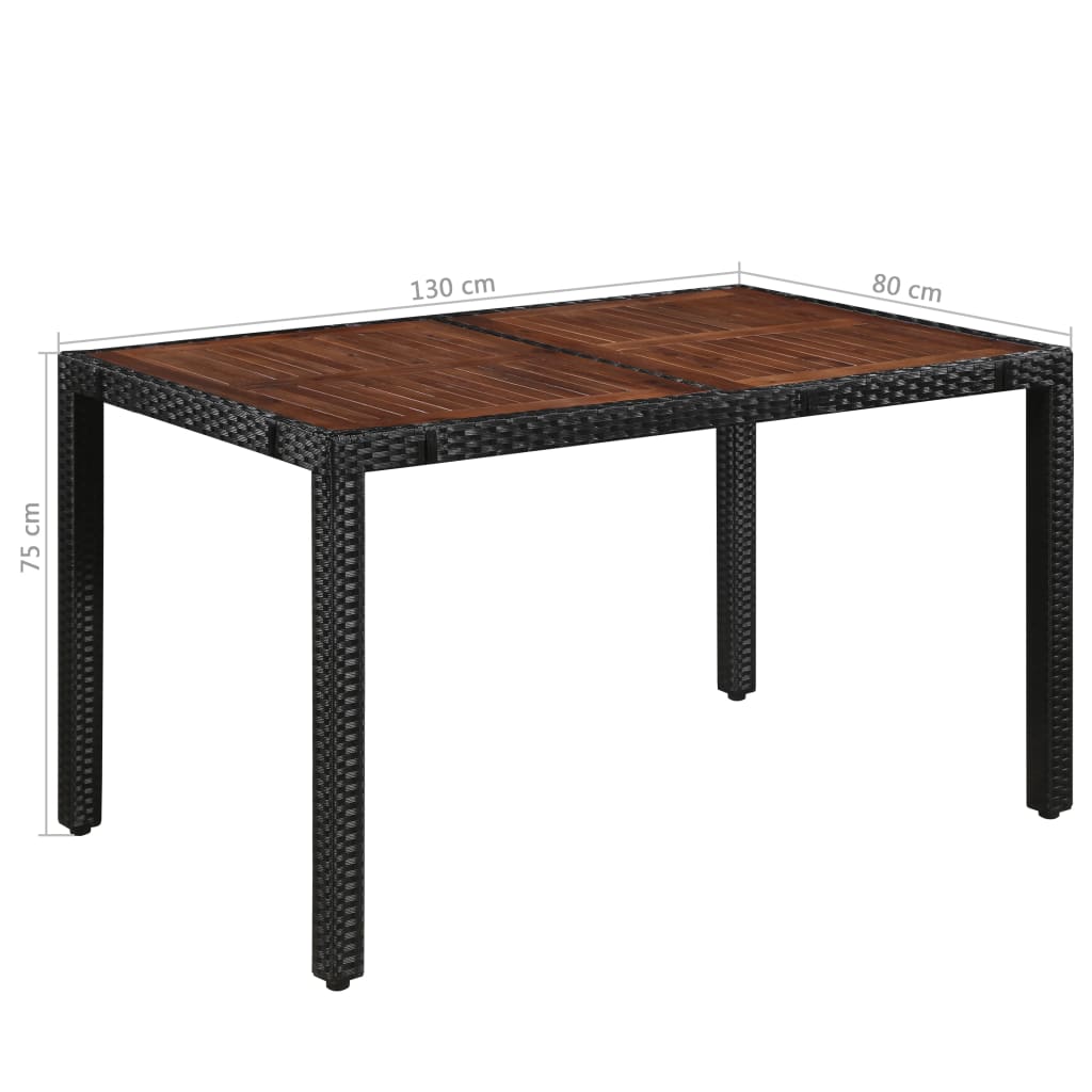 7 Piece Outdoor Dining Set Poly Rattan And Acacia Wood Black