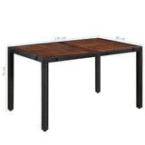 7 Piece Outdoor Dining Set Poly Rattan And Acacia Wood Black