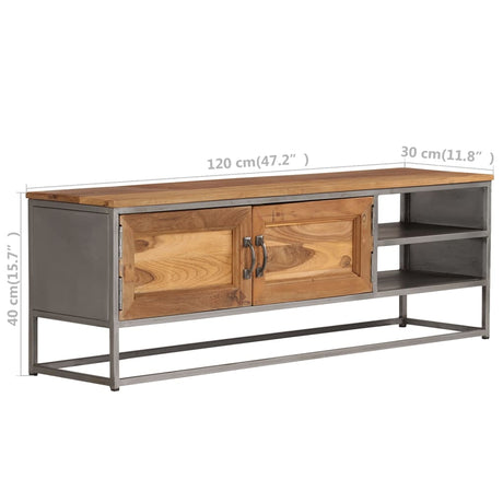 Tv Cabinet Recycled Teak And Steel 120X30X40 Cm