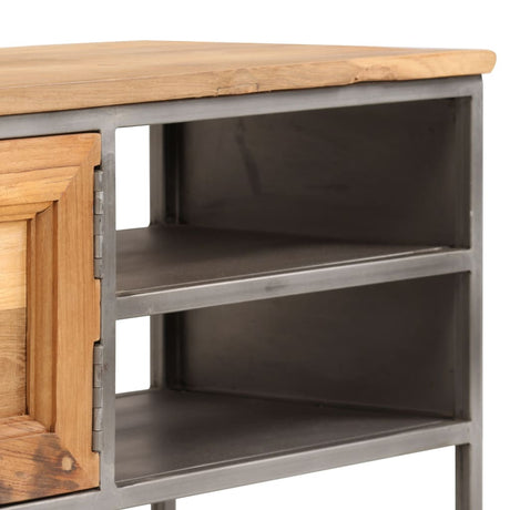 Tv Cabinet Recycled Teak And Steel 120X30X40 Cm