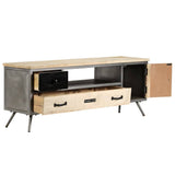 Tv Cabinet Solid Mango Wood And Steel 120X30X45 Cm