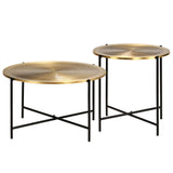 Table Set 2 Pieces Brass-Covered Mdf