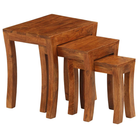 Nesting Table Set 3 Pieces Solid Acacia Wood 50X35X50 Cm Brown