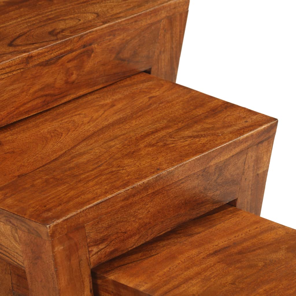Nesting Table Set 3 Pieces Solid Acacia Wood 50X35X50 Cm Brown
