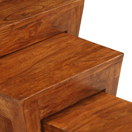 Nesting Table Set 3 Pieces Solid Acacia Wood 50X35X50 Cm Brown