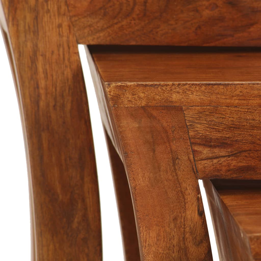 Nesting Table Set 3 Pieces Solid Acacia Wood 50X35X50 Cm Brown