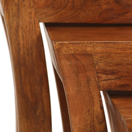 Nesting Table Set 3 Pieces Solid Acacia Wood 50X35X50 Cm Brown