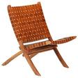 Folding Chair Crossed-Stripe Real Leather