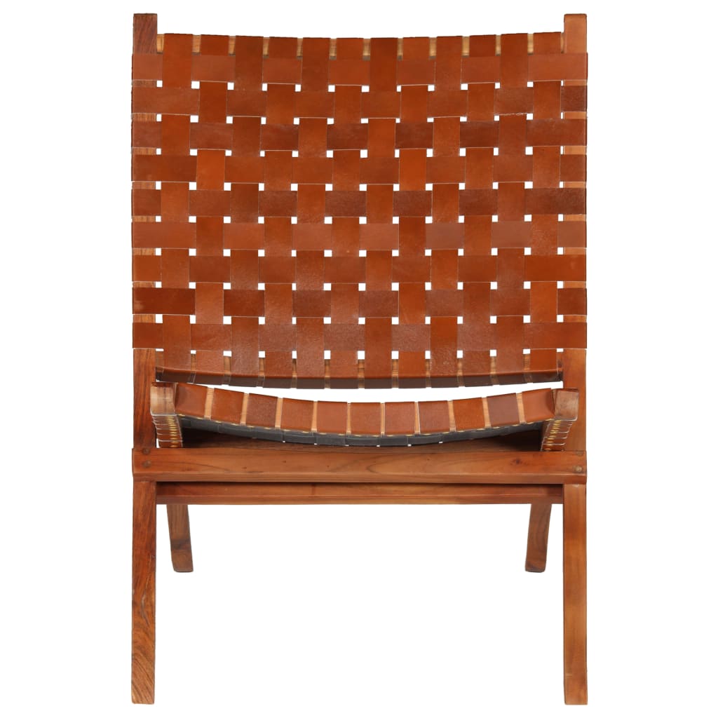 Folding Chair Crossed-Stripe Real Leather