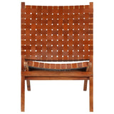 Folding Chair Crossed-Stripe Real Leather