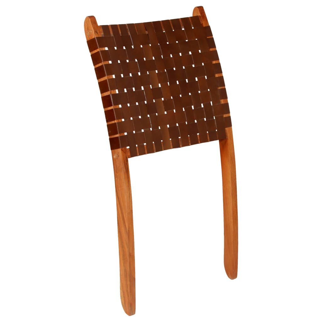 Folding Chair Crossed-Stripe Real Leather