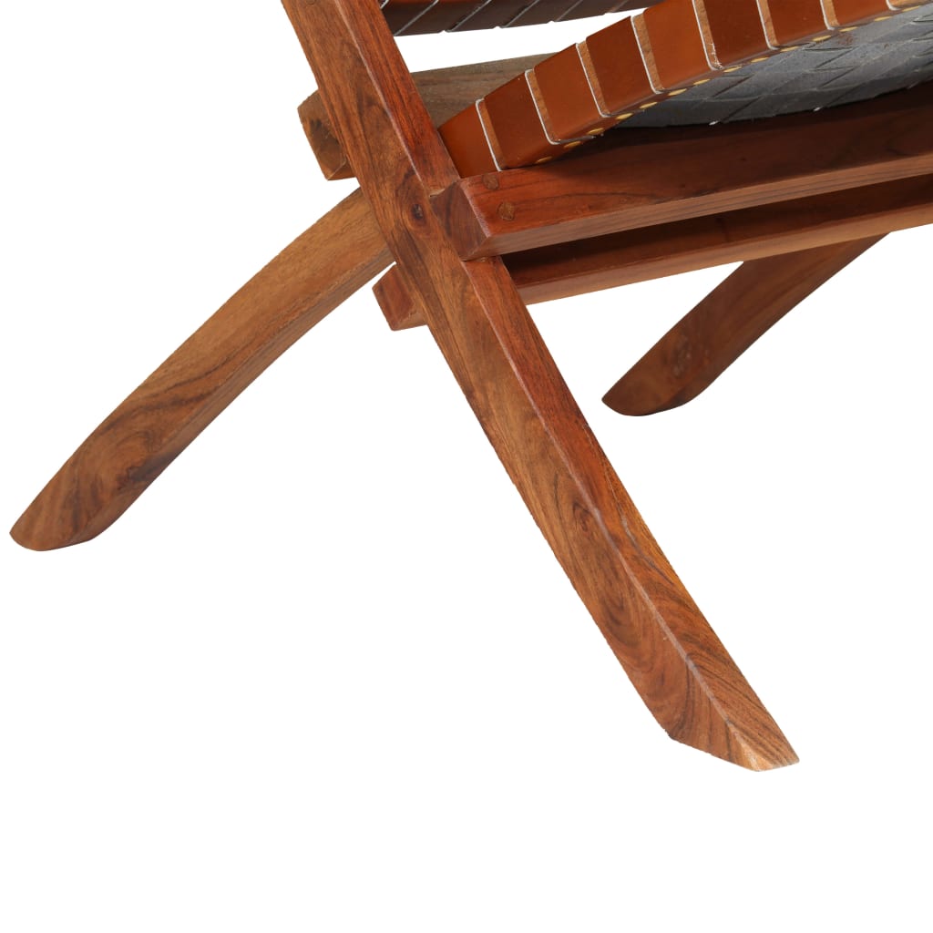 Folding Chair Crossed-Stripe Real Leather