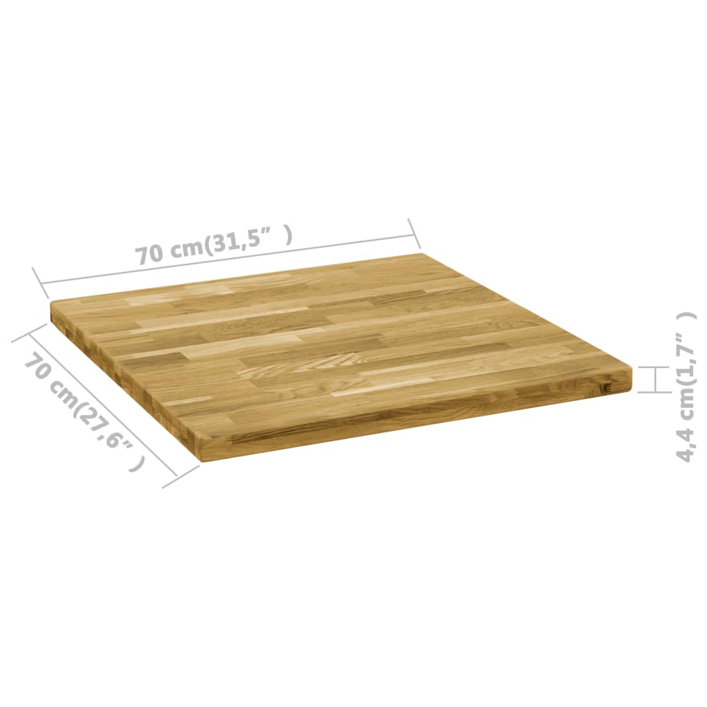 Table Top Solid Oak Wood Square 44 Mm 70X70 Cm