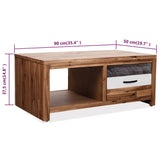 Coffee Table Solid Acacia Wood 90X50X37.5 Cm