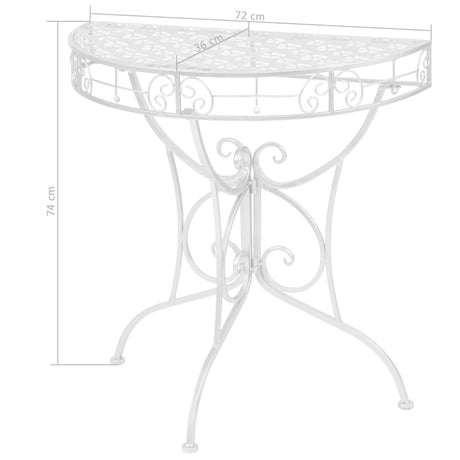 Side Table Vintage Style Half Round Metal 72X36X74 Cm