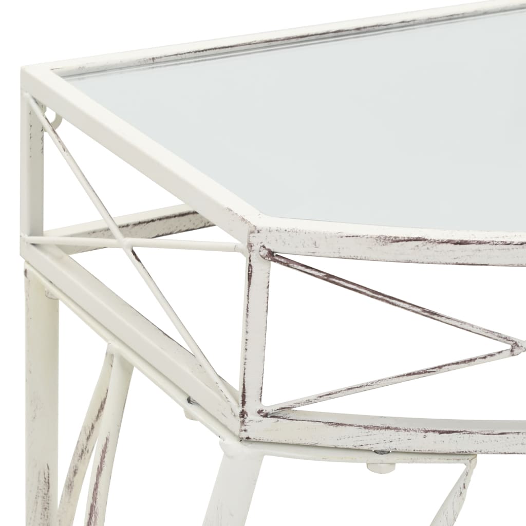 Side Table French Style Metal 82x39x76 cm White