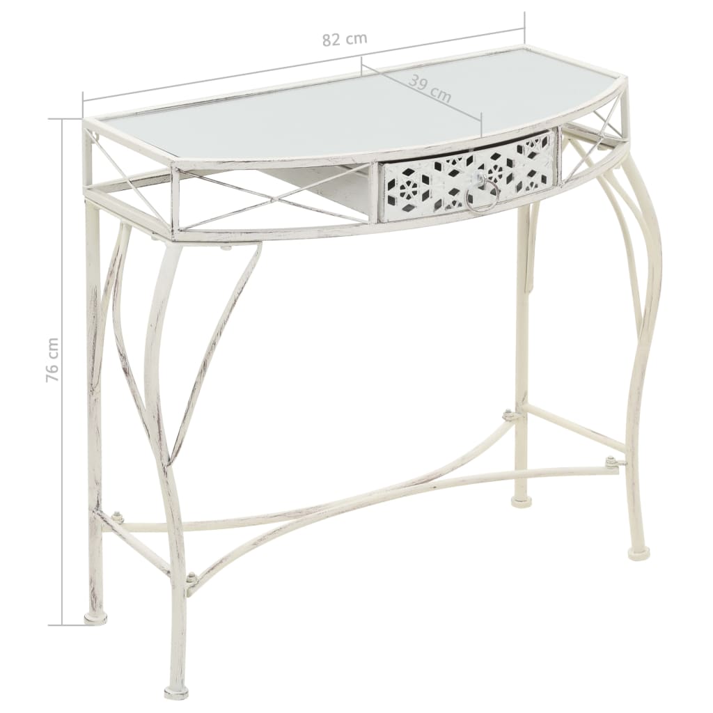 Side Table French Style Metal 82x39x76 cm White
