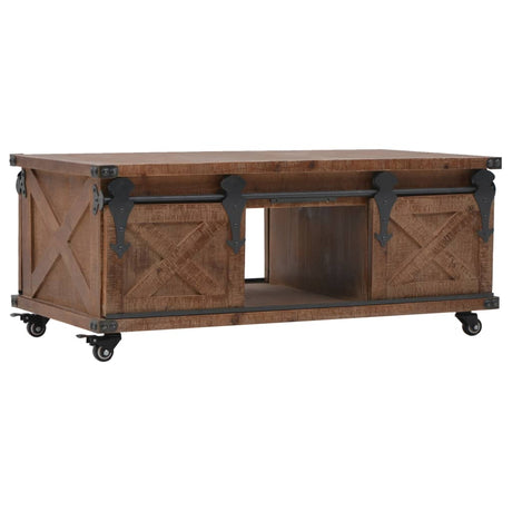 Coffee Table Solid Fir Wood 91X51X38 Cm Brown