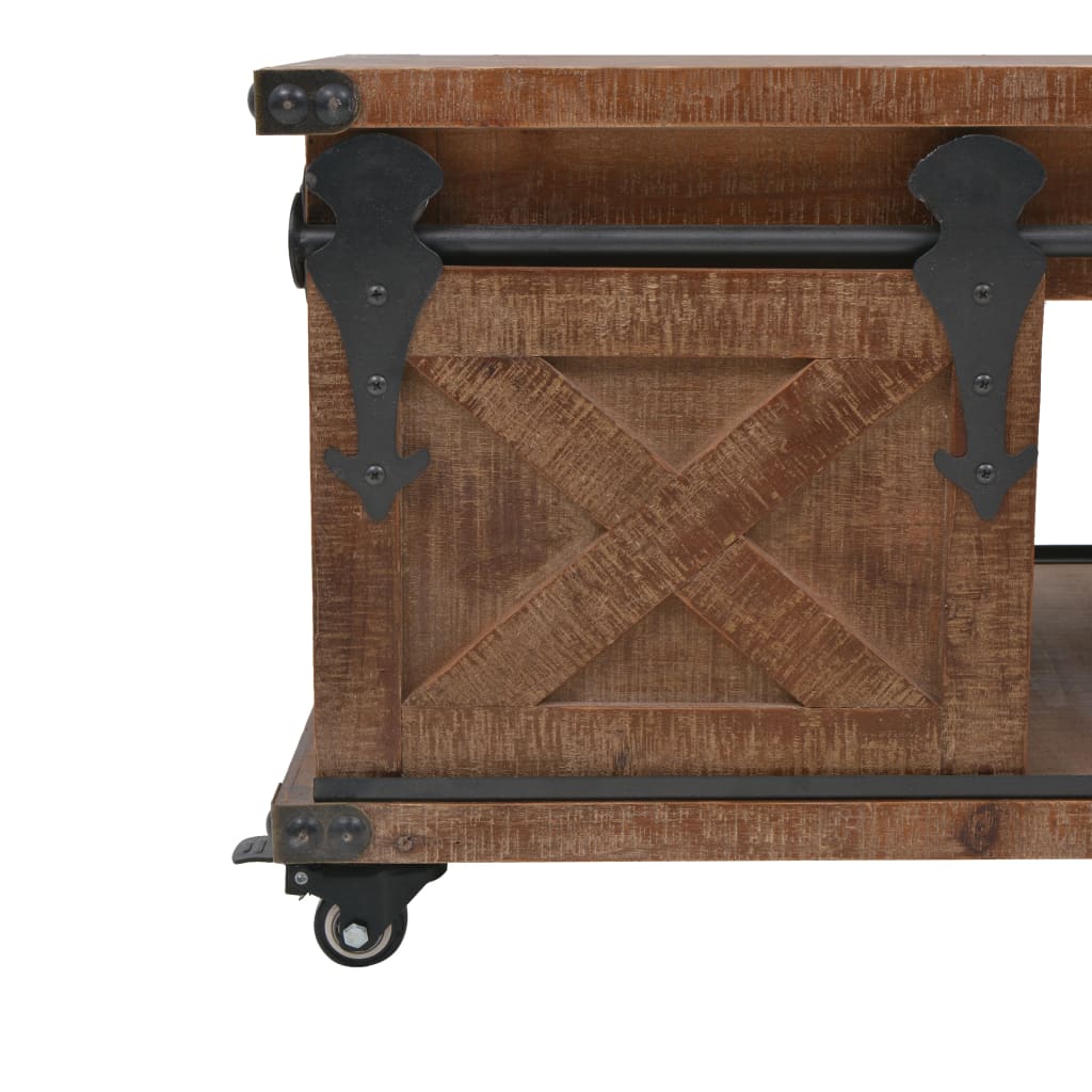 Coffee Table Solid Fir Wood 91X51X38 Cm Brown