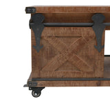 Coffee Table Solid Fir Wood 91X51X38 Cm Brown
