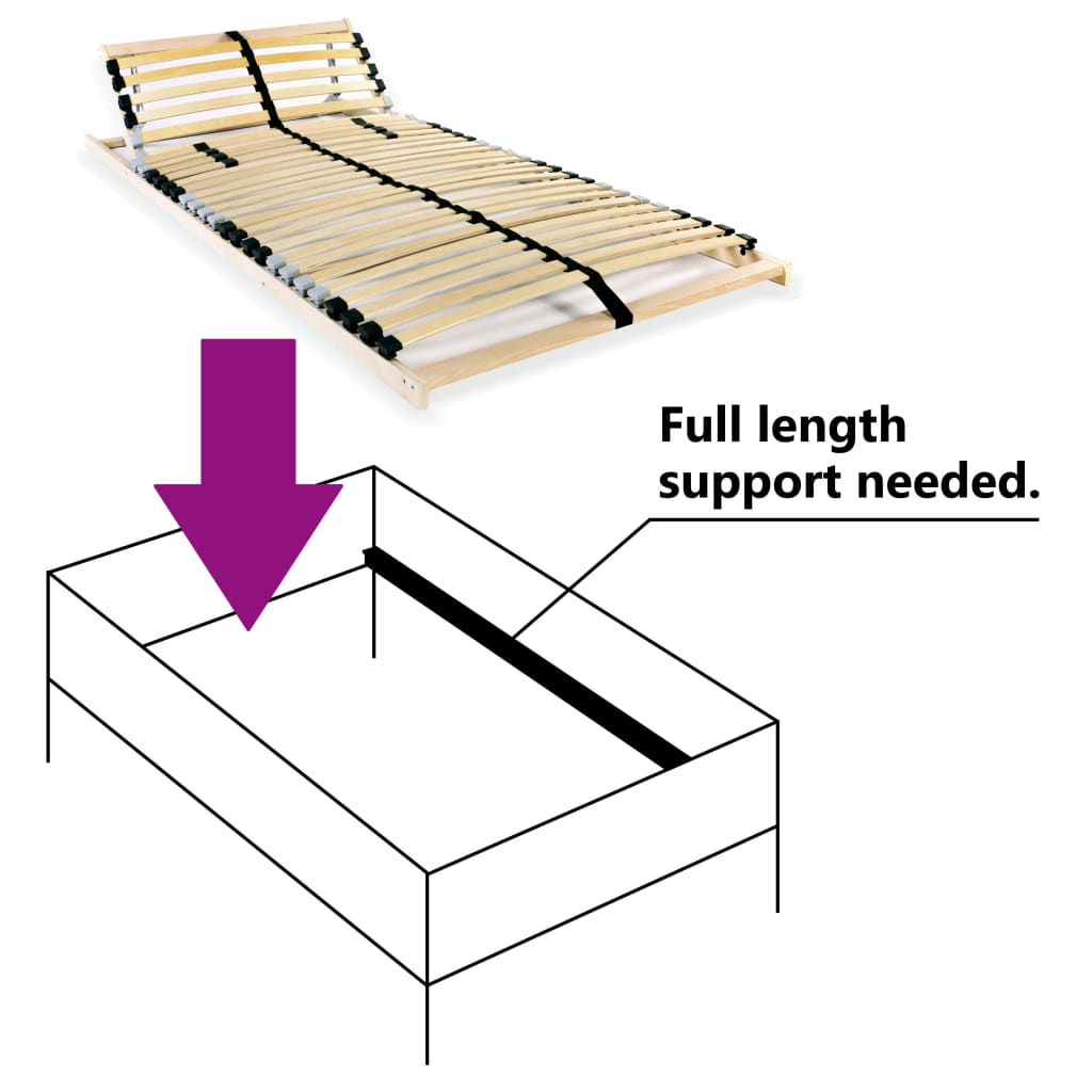 Slatted Bed Base without Mattress with 28 Slats 7 Zones 80x200 cm