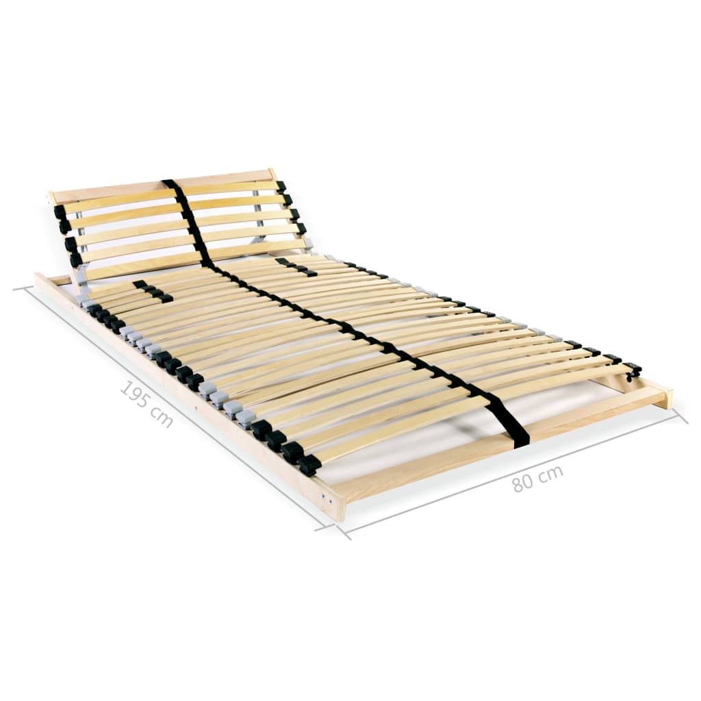 Slatted Bed Base without Mattress with 28 Slats 7 Zones 80x200 cm