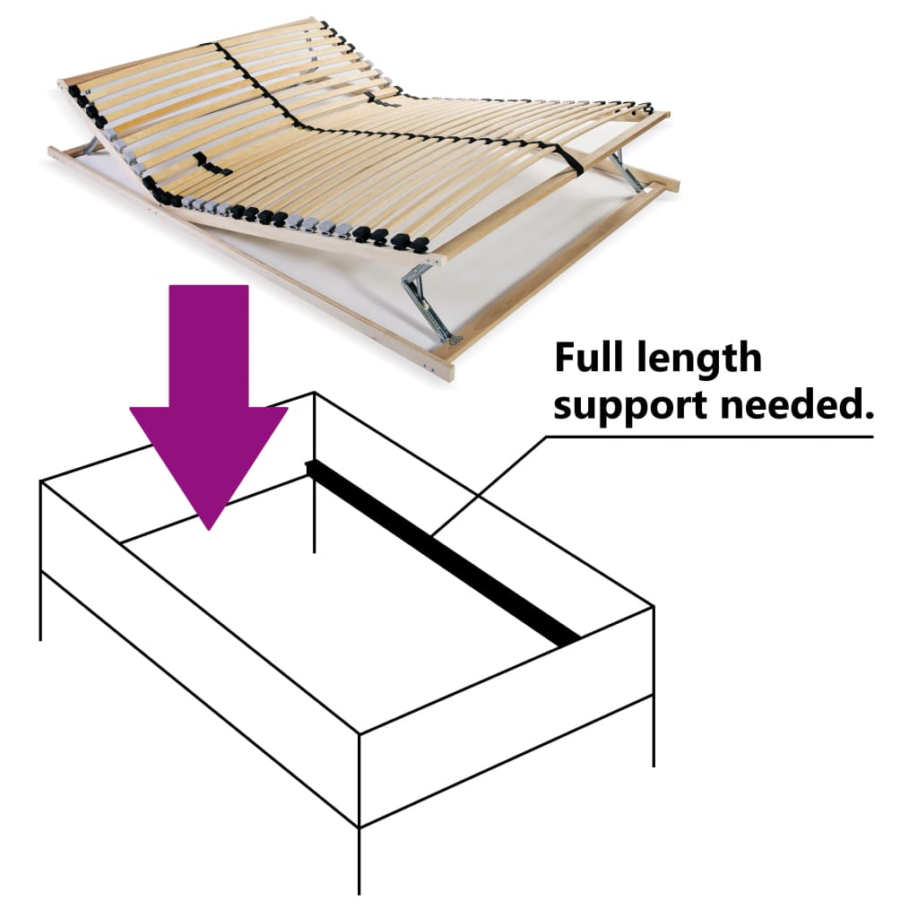 Slatted Bed Base without Mattress with 28 Slats 7 Zones 100x200 cm
