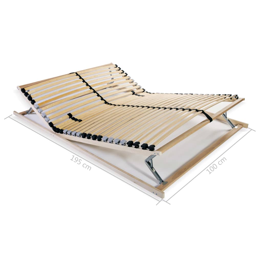 Slatted Bed Base without Mattress with 28 Slats 7 Zones 100x200 cm