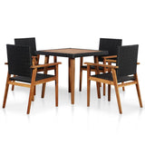 5 Piece Outdoor Dining Set Poly Rattan Black And Brown