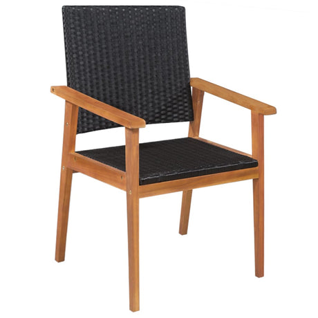 5 Piece Outdoor Dining Set Poly Rattan Black And Brown