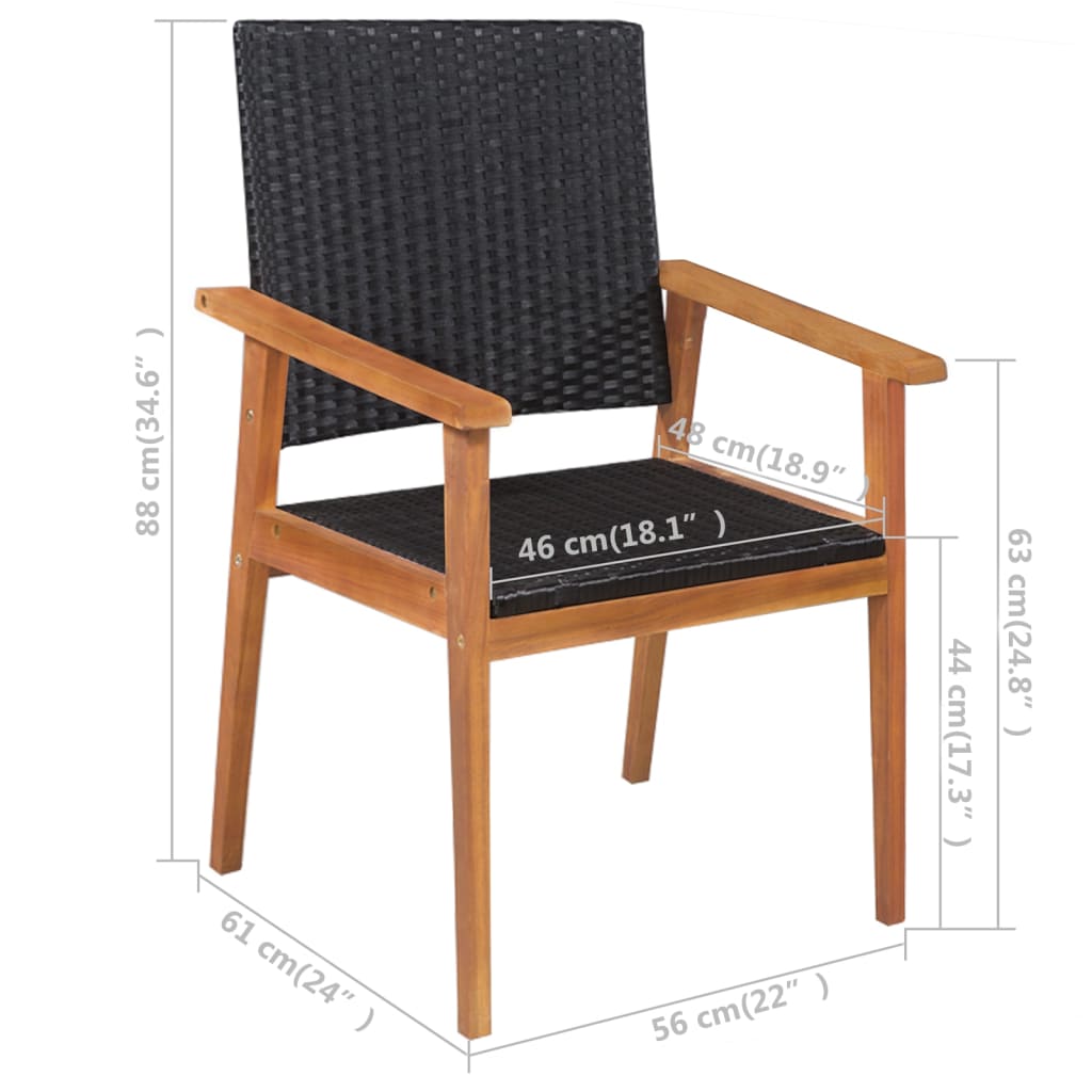 5 Piece Outdoor Dining Set Poly Rattan Black And Brown