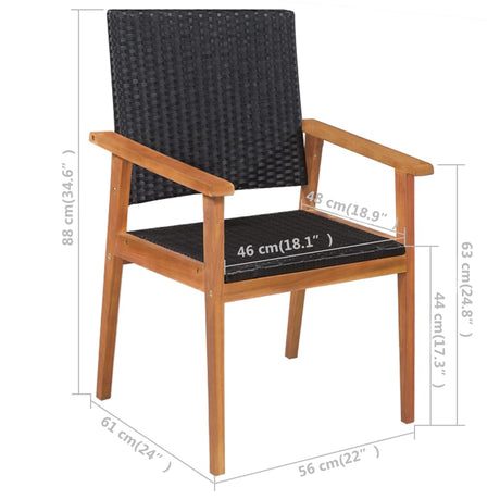 5 Piece Outdoor Dining Set Poly Rattan Black And Brown