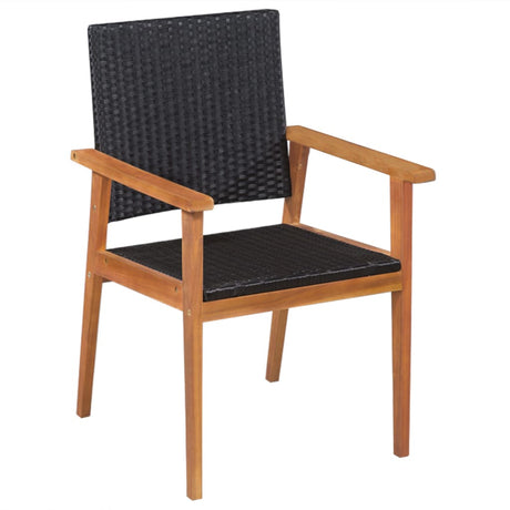 5 Piece Outdoor Dining Set Poly Rattan Black And Brown
