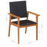5 Piece Outdoor Dining Set Poly Rattan Black And Brown