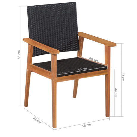 5 Piece Outdoor Dining Set Poly Rattan Black And Brown