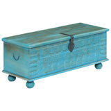 Storage Chest Solid Mango Wood Blue 100X40X41 Cm