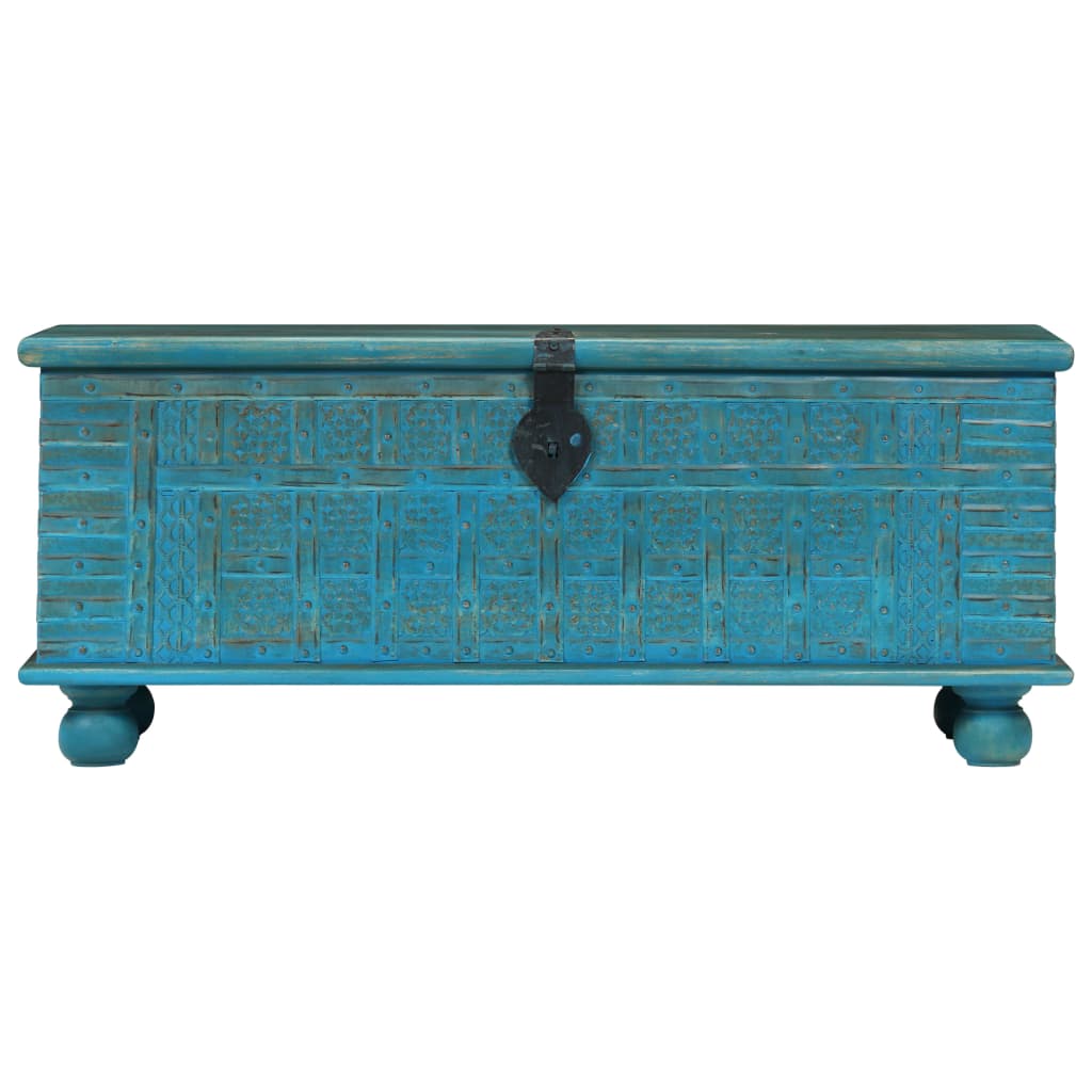 Storage Chest Solid Mango Wood Blue 100X40X41 Cm