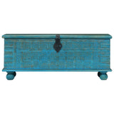 Storage Chest Solid Mango Wood Blue 100X40X41 Cm