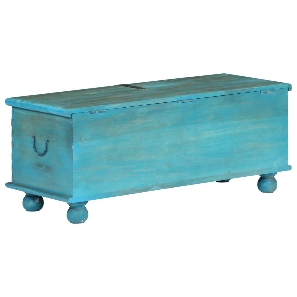 Storage Chest Solid Mango Wood Blue 100X40X41 Cm
