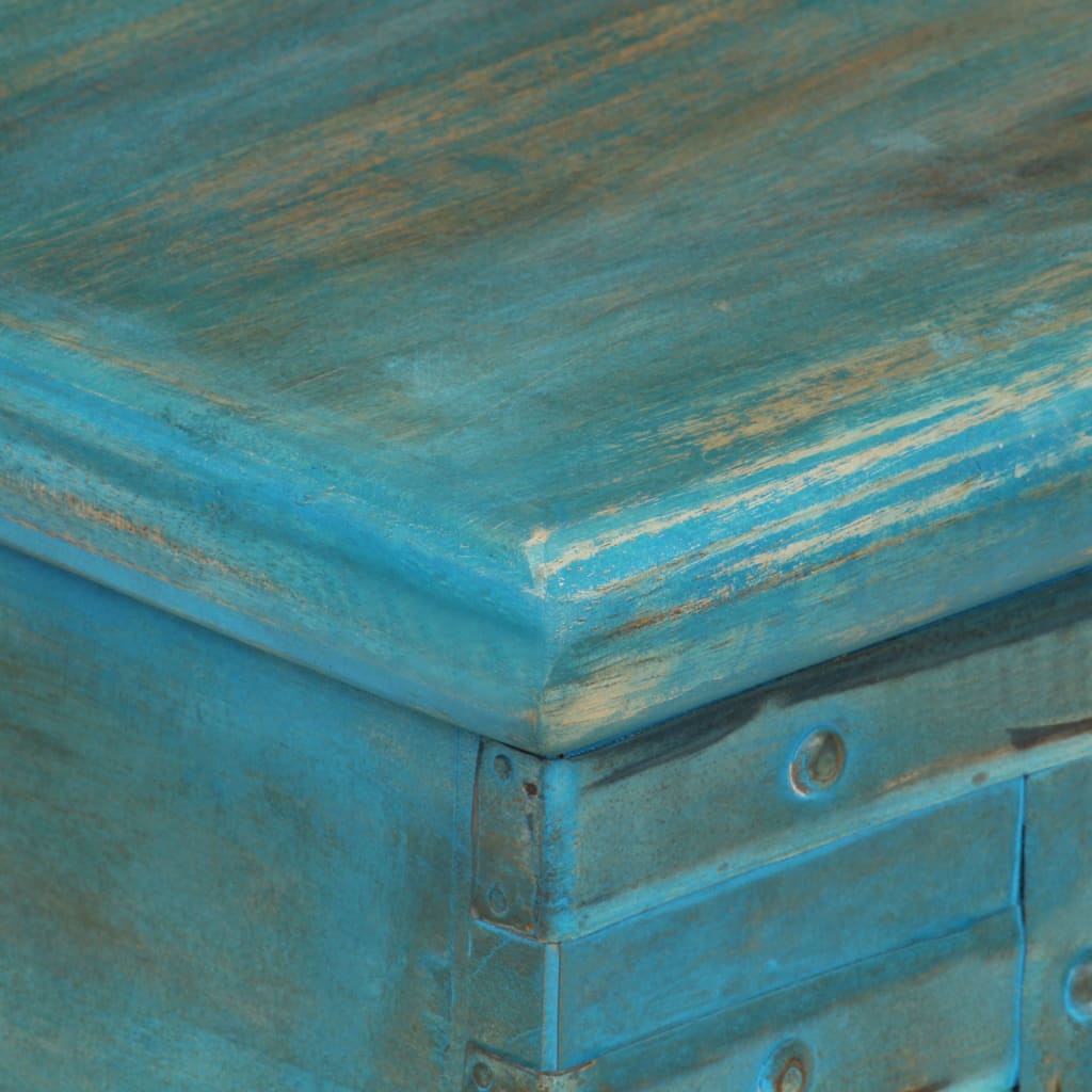 Storage Chest Solid Mango Wood Blue 100X40X41 Cm