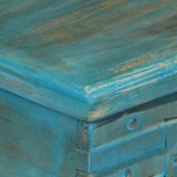 Storage Chest Solid Mango Wood Blue 100X40X41 Cm