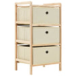 Storage Rack With 3 Nonwoven Baskets Cedar Wood Beige