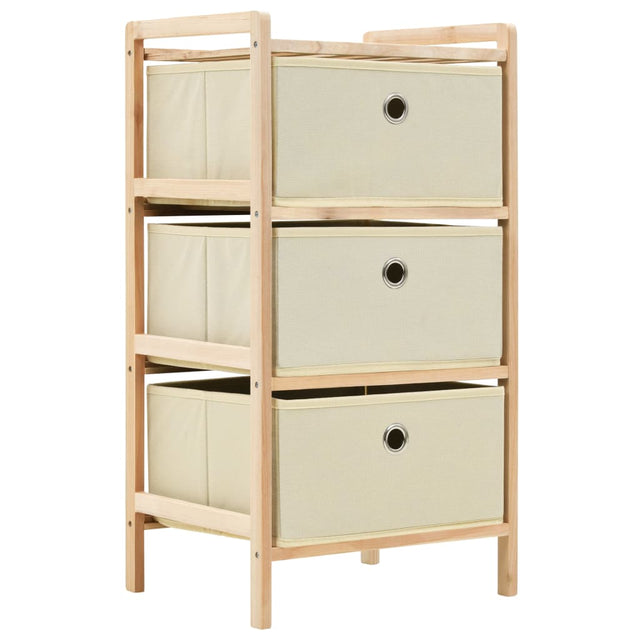 Storage Rack With 3 Nonwoven Baskets Cedar Wood Beige