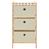 Storage Rack With 3 Nonwoven Baskets Cedar Wood Beige